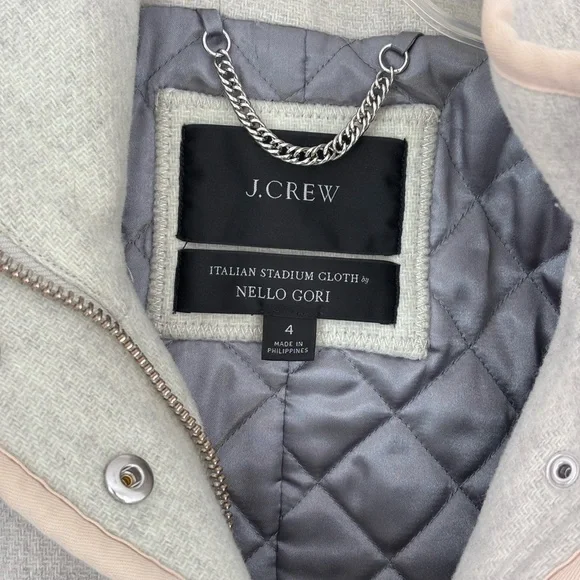 J Crew Italian Wool Coat in Light Gray by Nello Gori- Sz 4 - Picture 5 of 6
